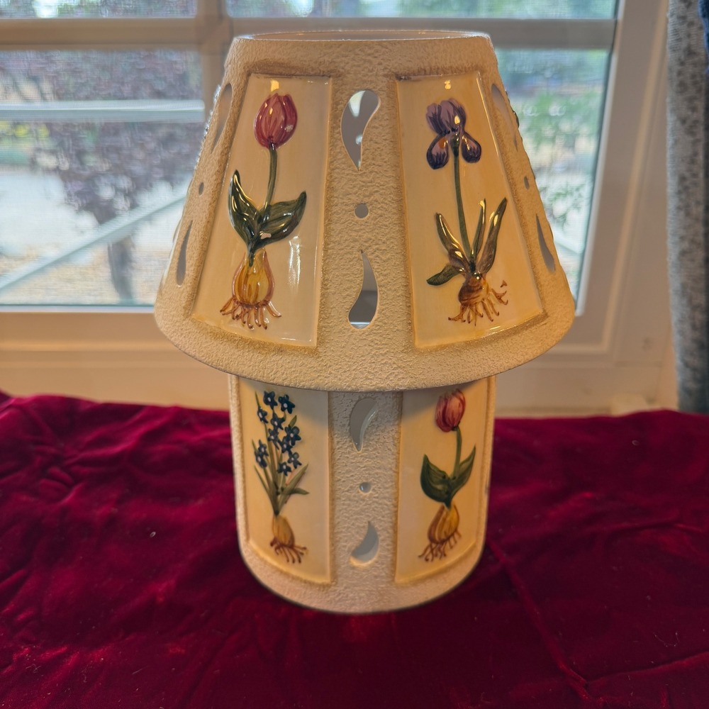 Yankee Candle Botanical Bulb Ceramic Jar Shade Set Floral Vintage